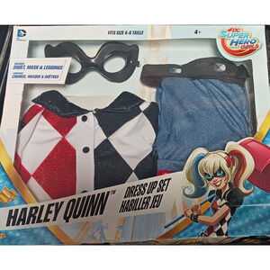 DC Super Hero Girls Harley Quinn Dress-Up Set Shirt Mask & Leggings Size 4-6 New